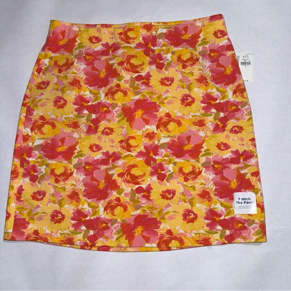 Old Navy Women's Small High-Waisted Pixie Pull-on Skirt pink yellow floral small